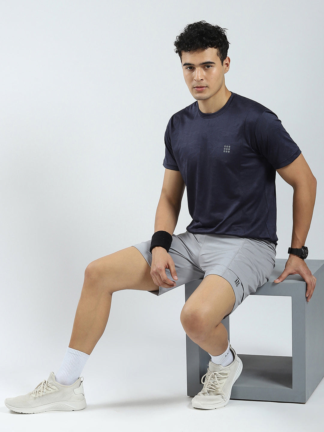 Rock.it Men Navy Blue Solid Round Neck Half Sleeve T-Shirt