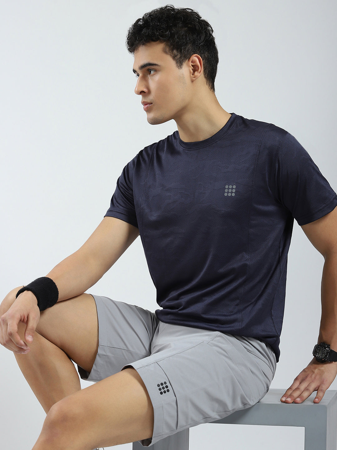 Rock.it Men Navy Blue Solid Round Neck Half Sleeve T-Shirt
