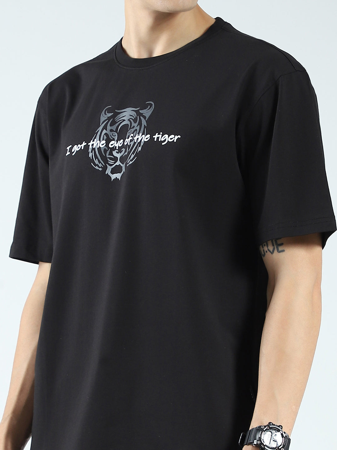 Rock.it Men Black Printed Round Neck Half Sleeve T-Shirt