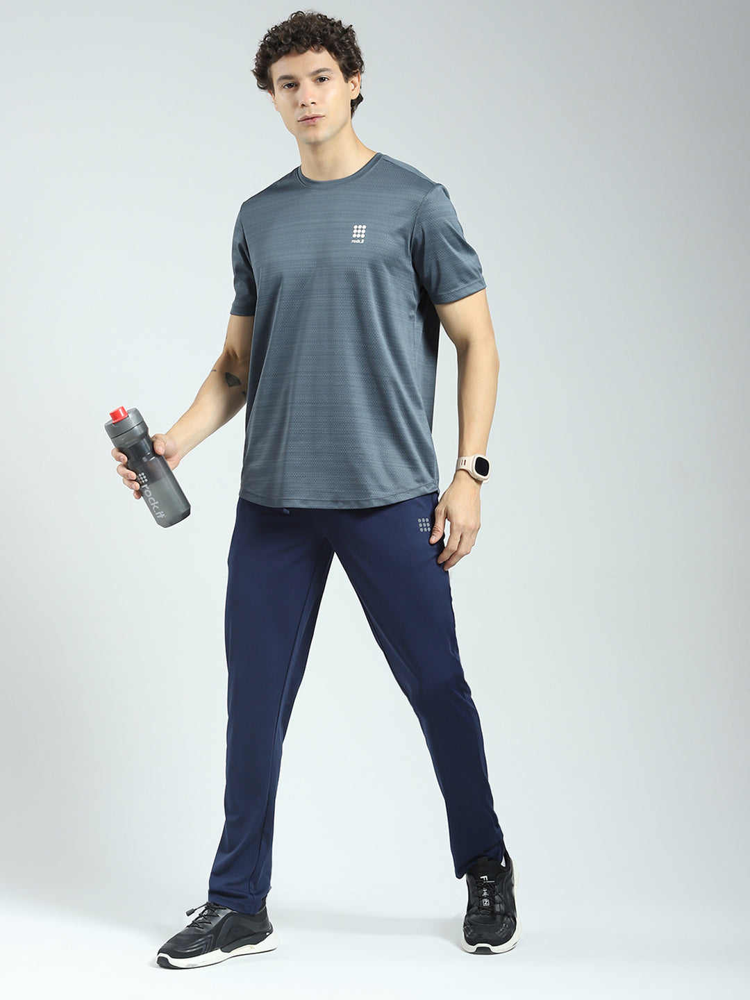 Rock.it Men Navy Blue Solid Regular Fit Lower