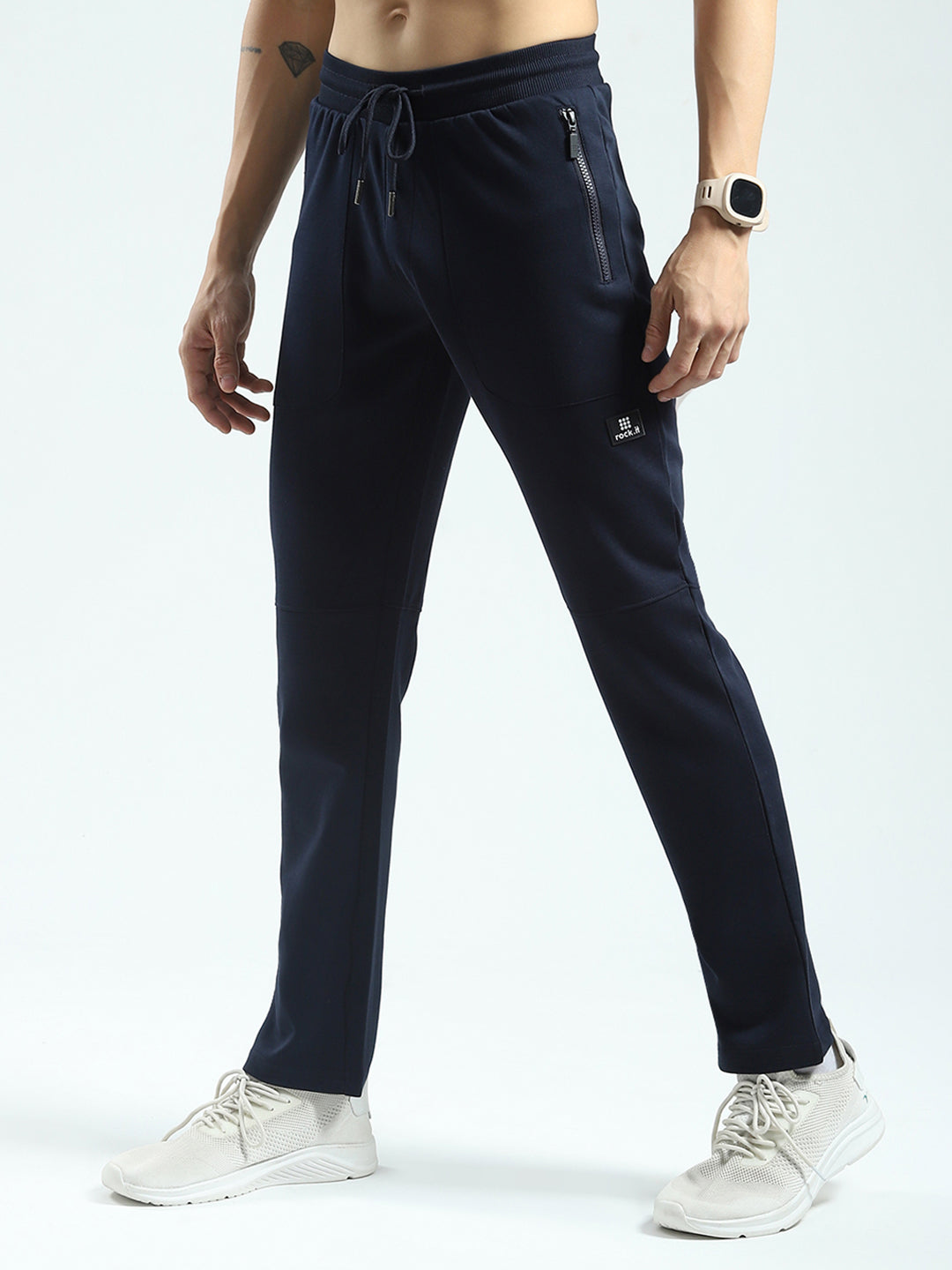 Rock.it Men Navy Blue Solid Regular Fit Lower