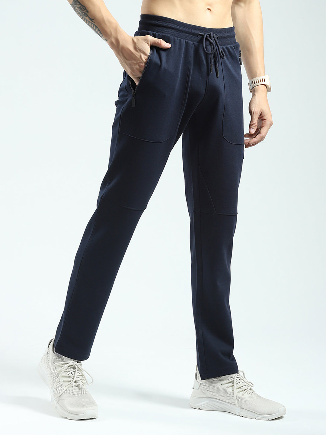 Rock.it Men Navy Blue Solid Regular Fit Lower