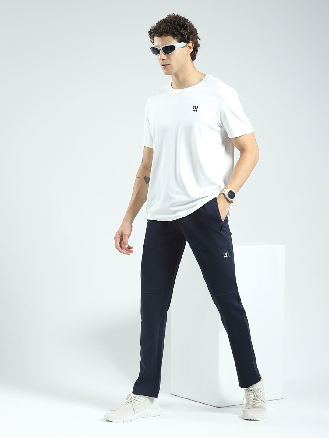 Rock.it Men Navy Blue Solid Regular Fit Lower
