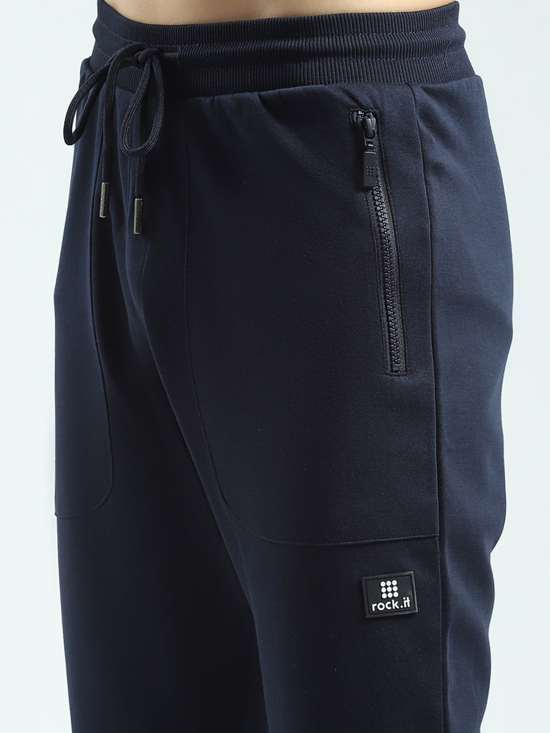 Rock.it Men Navy Blue Solid Regular Fit Lower