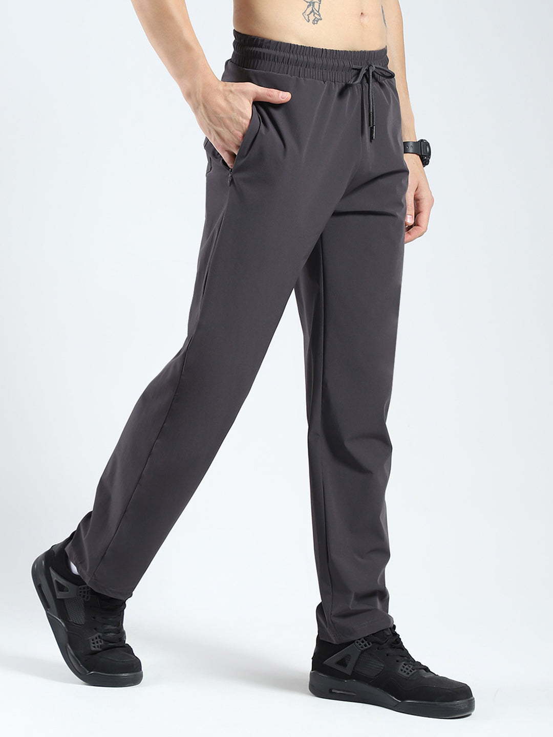 Rock.it Men Grey Solid Regular Fit Lower