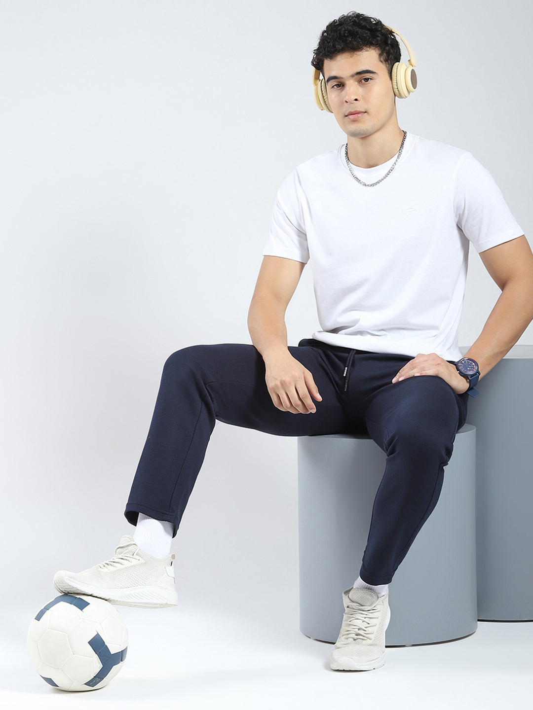 Rock.it Men Navy Blue Solid Regular Fit Lower