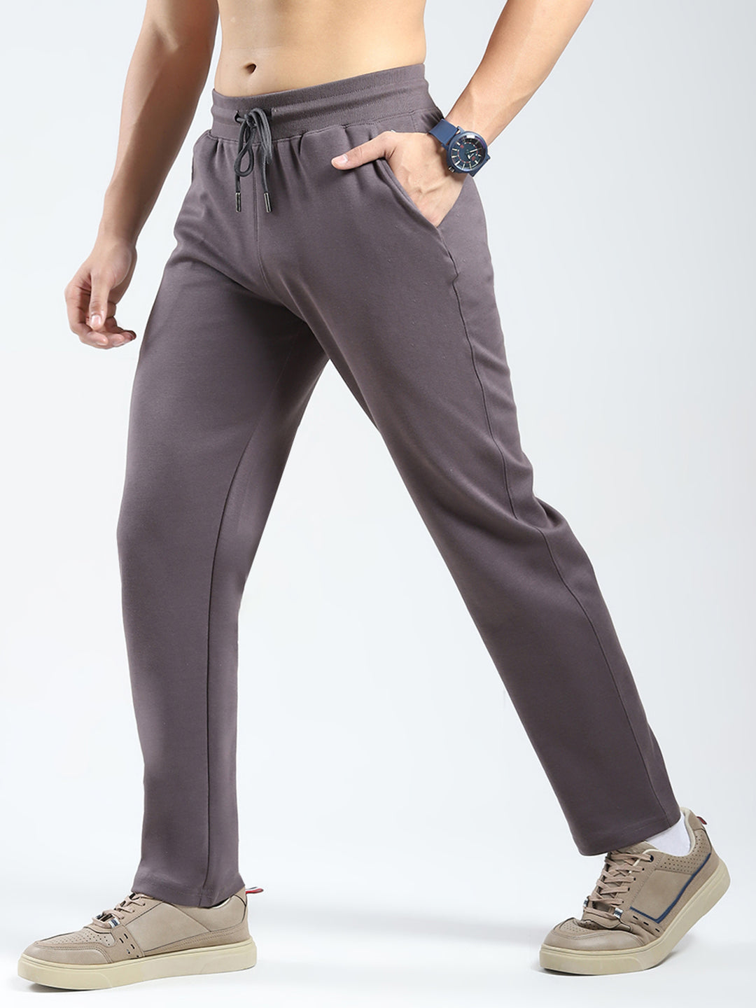 Rock.it Men Grey Solid Regular Fit Lower