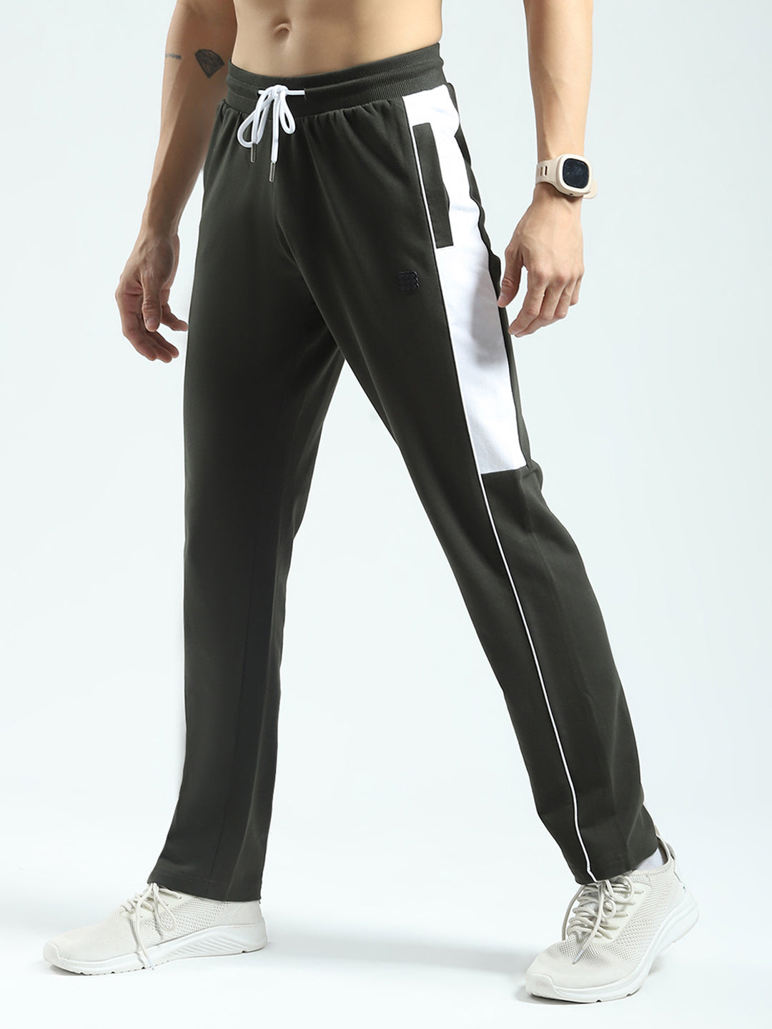 Rock.it Men Olive Solid Regular Fit Lower