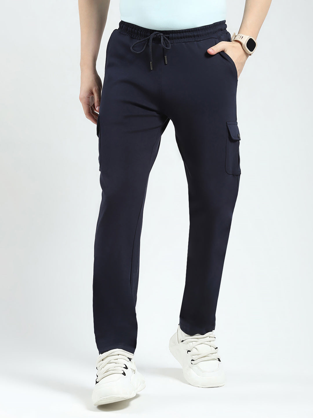 Rock.it Men Navy Blue Solid Regular Fit Lower