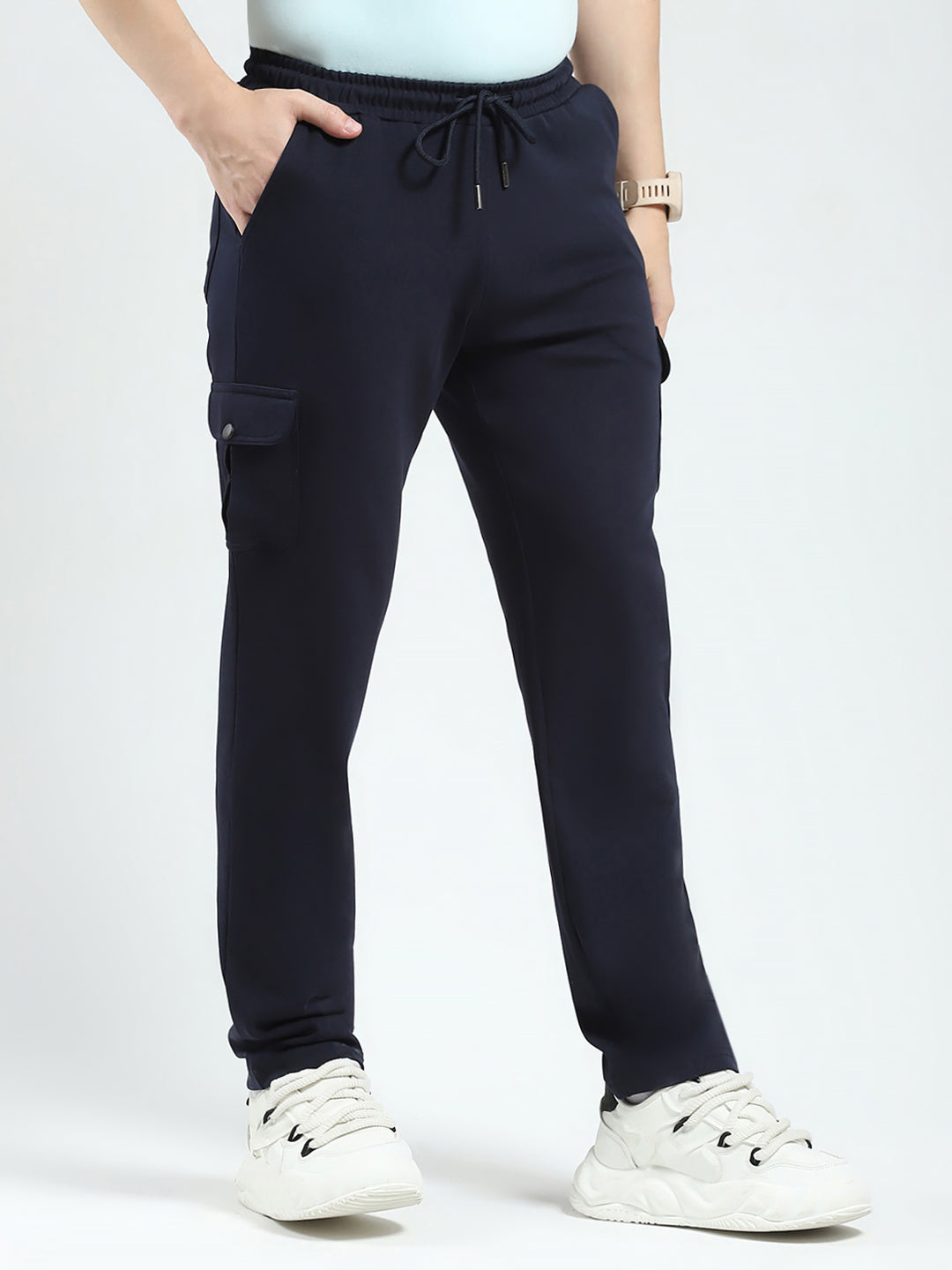 Rock.it Men Navy Blue Solid Regular Fit Lower