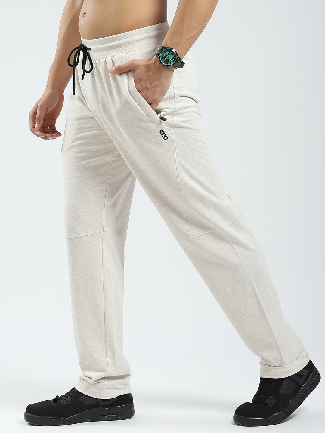 Rock.it Men Beige Solid Regular Fit Lower