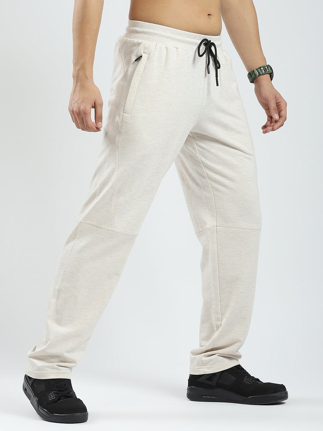 Rock.it Men Beige Solid Regular Fit Lower