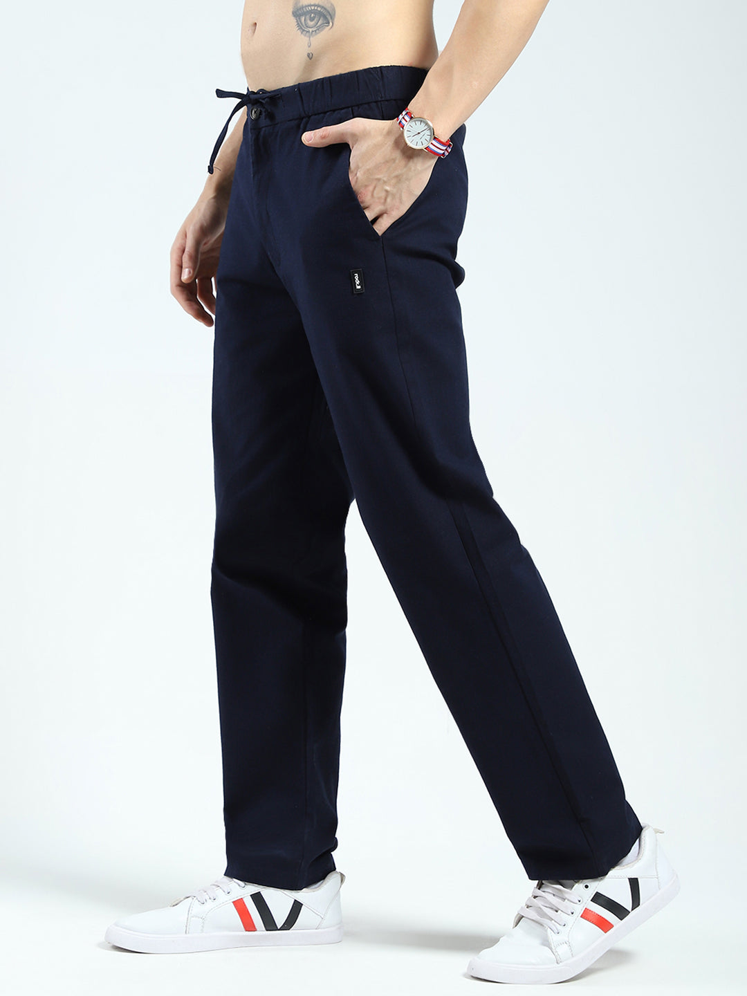 Rock.it Men Navy Blue Solid Regular Fit Lower