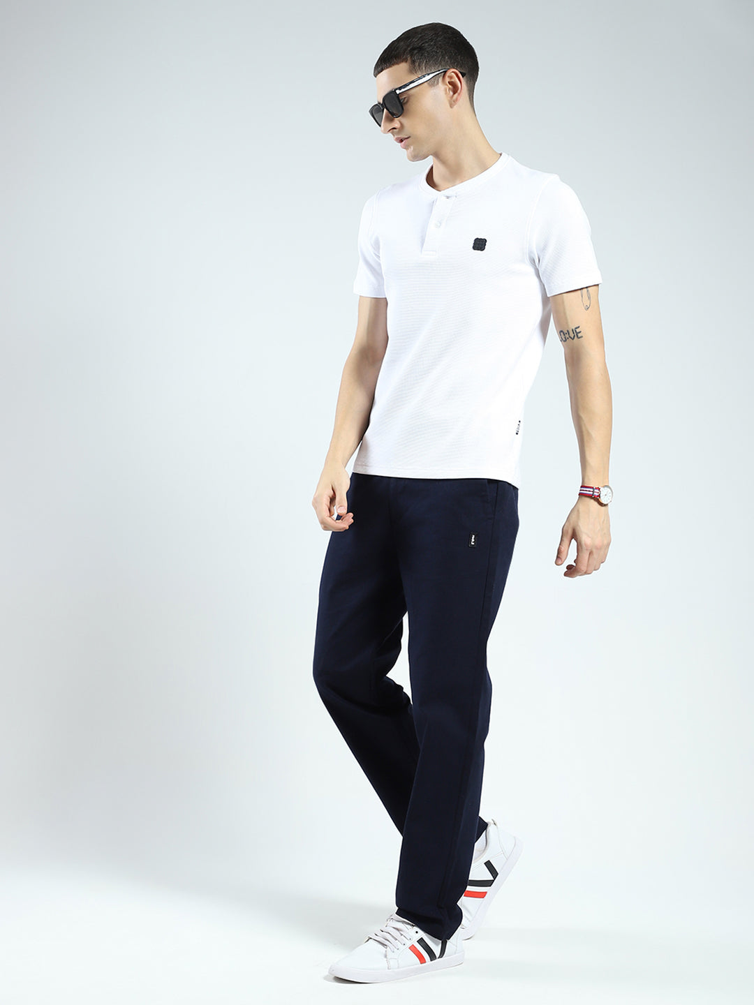 Rock.it Men Navy Blue Solid Regular Fit Lower