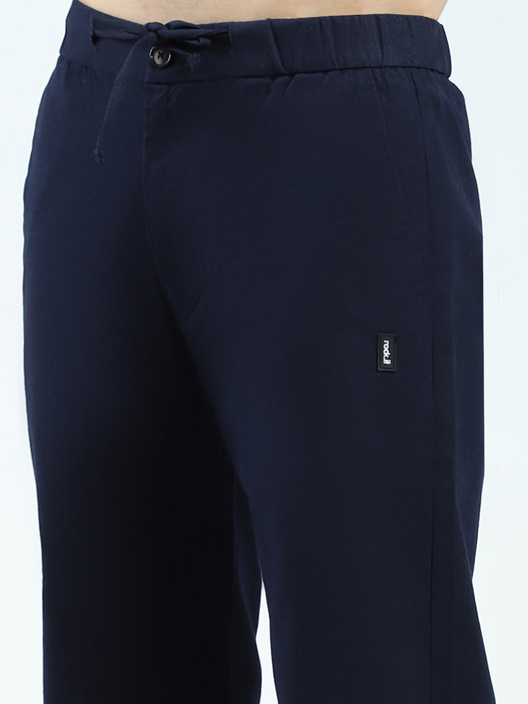 Rock.it Men Navy Blue Solid Regular Fit Lower