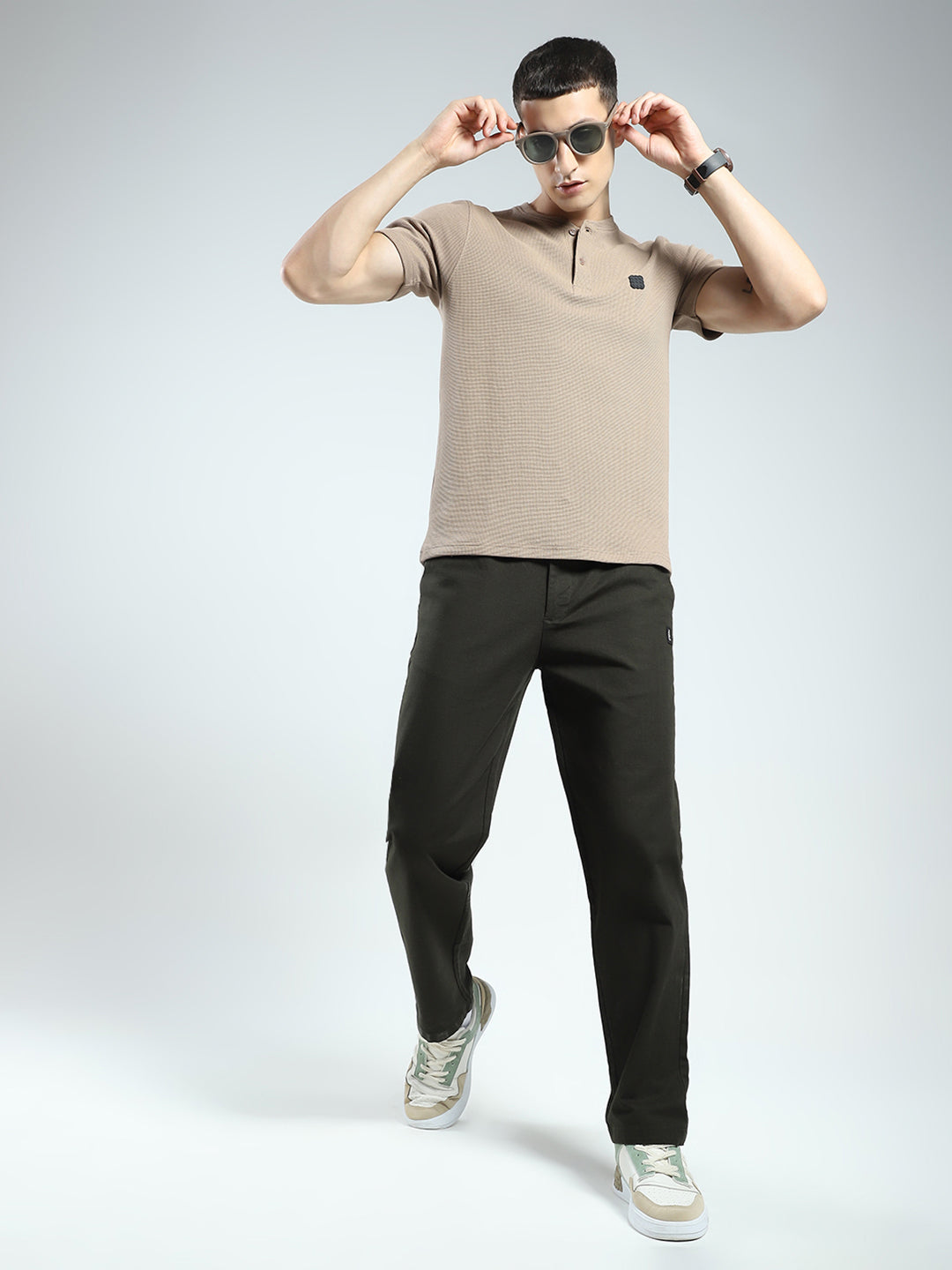 Rock.it Men Olive Solid Regular Fit Lower