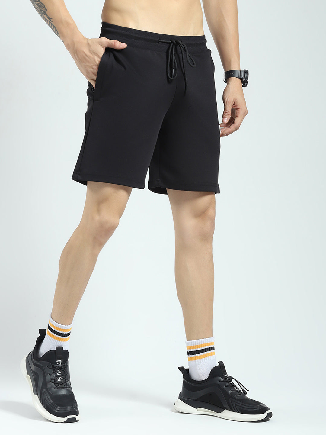 Rock.it Men Black Solid Regular Fit Shorts