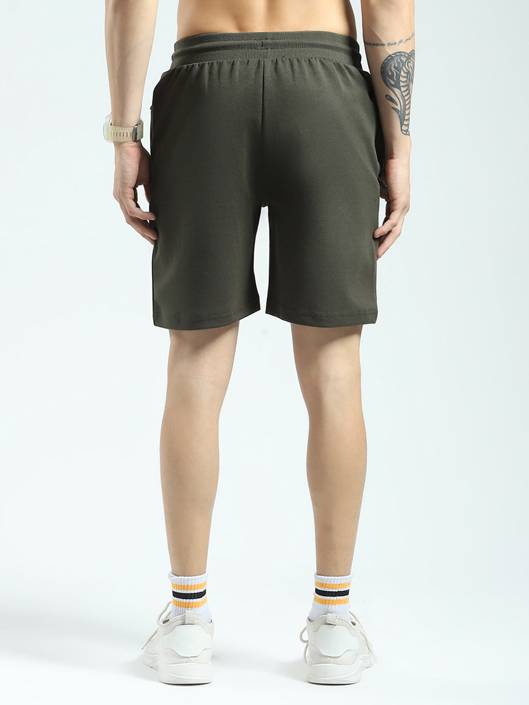 Rock.it Men Olive Solid Regular Fit Shorts
