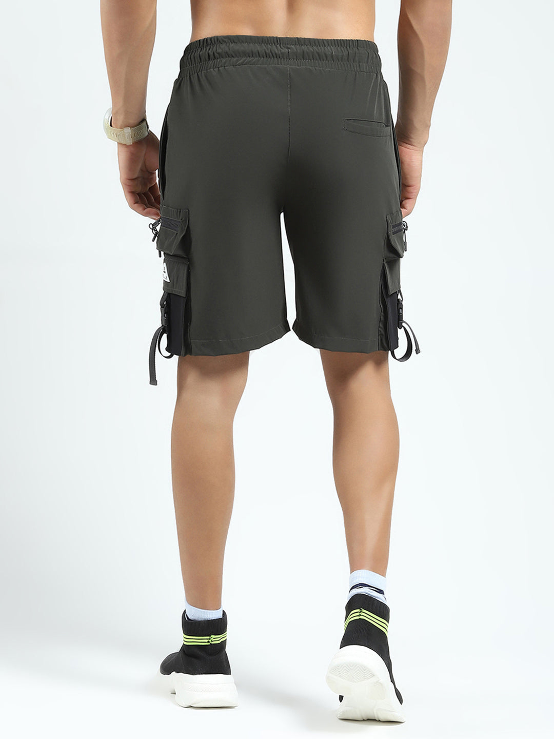Rock.it Men Olive Solid Regular Fit Shorts