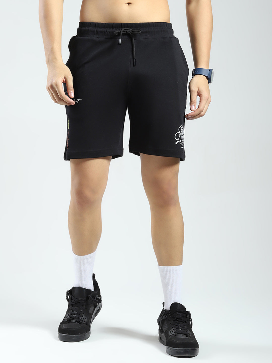 Rock.it Men Black Printed Regular Fit Shorts