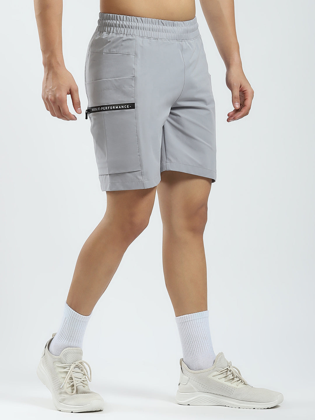 Rock.it Men Grey Solid Regular Fit Short