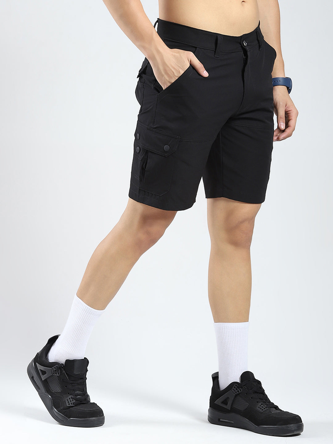 Rock.it Men Black Solid Regular Fit Shorts