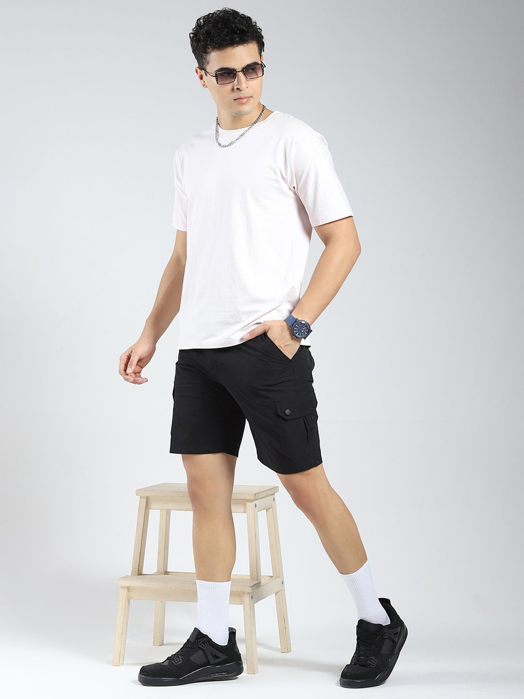 Rock.it Men Black Solid Regular Fit Shorts