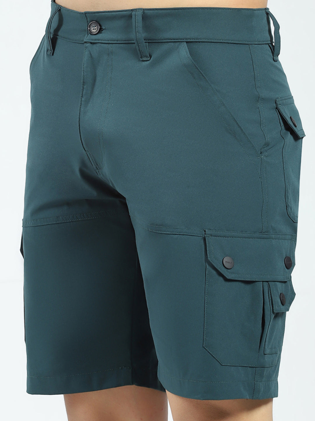 Rock.it Men Teal Blue Solid Regular Fit Shorts