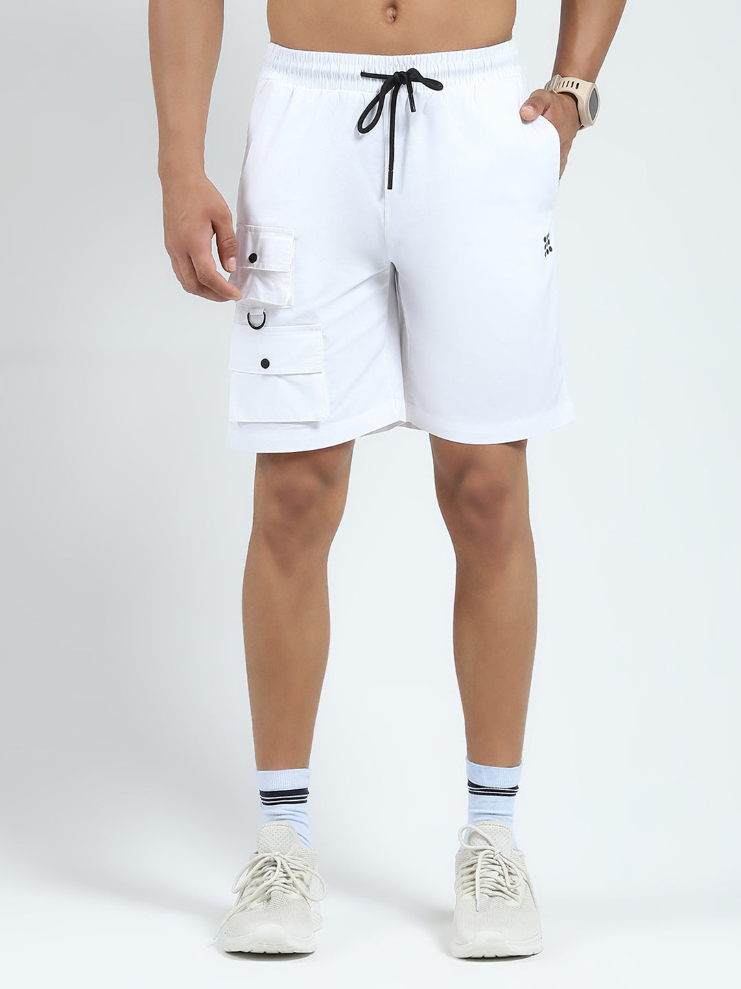 Rock.it Men White Solid Regular Fit Shorts