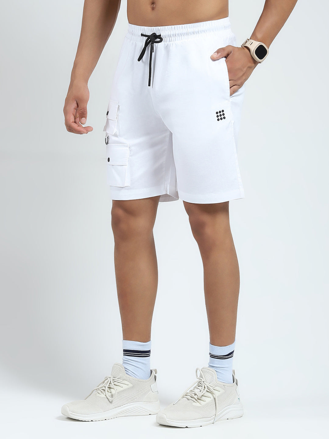 Rock.it Men White Solid Regular Fit Shorts