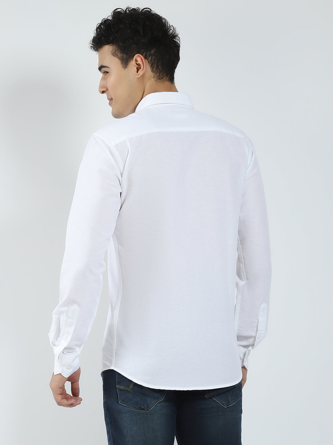 Rock.it Men White Solid Collar Full Sleeve Shirt