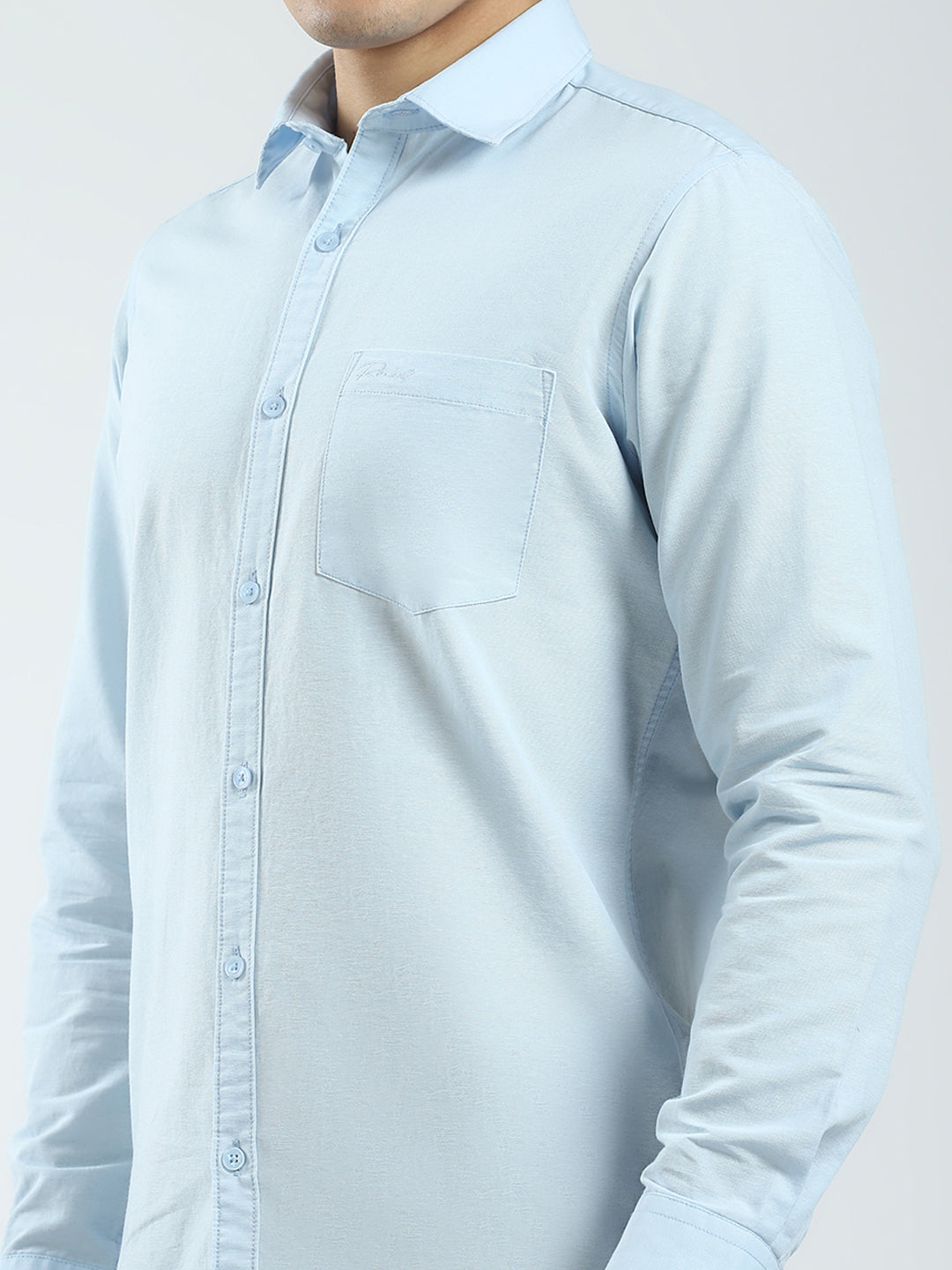 Rock.it Men Blue Solid Collar Full Sleeve Shirt