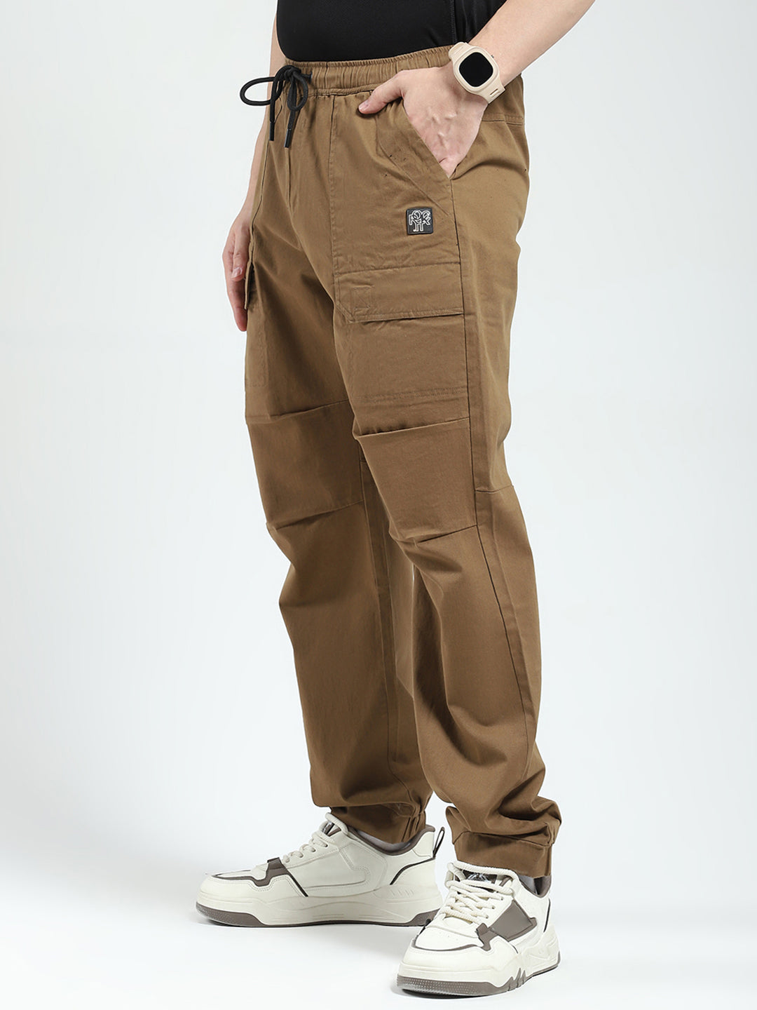 Rock.it Men Brown Solid Straight Fit Cargo
