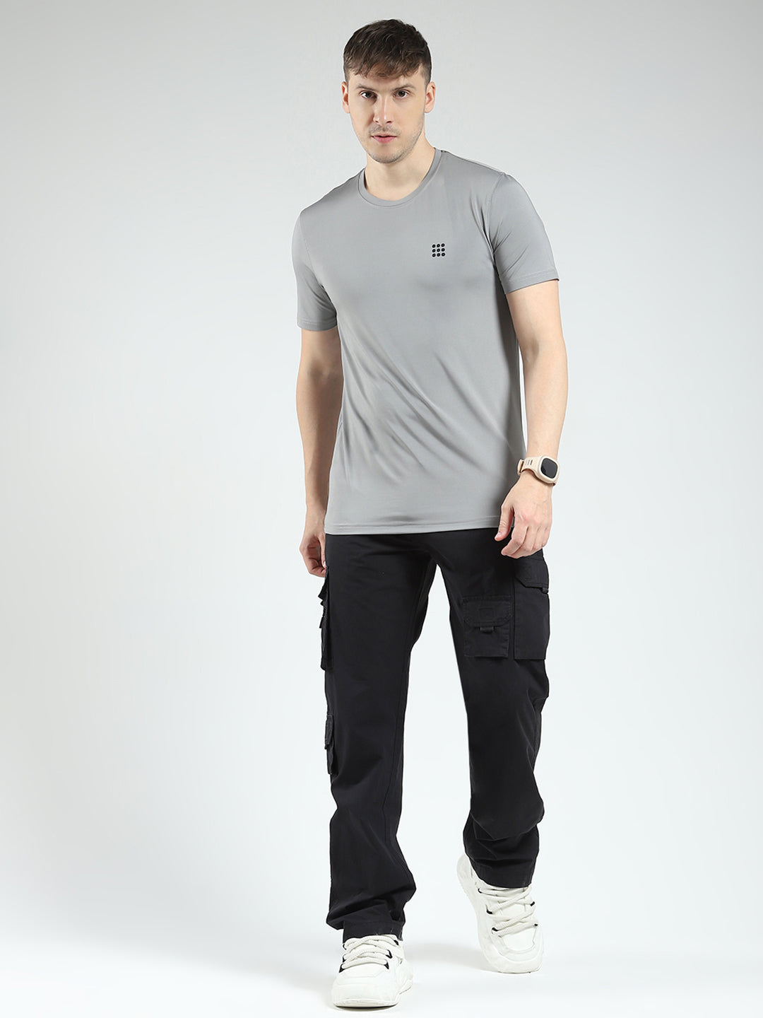 Rock.it Men Black Solid Straight Fit Cargo