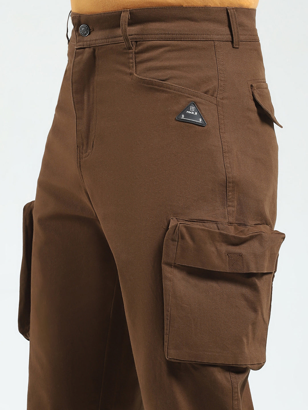 Rock.it Men Brown Solid Straight Fit Cargo