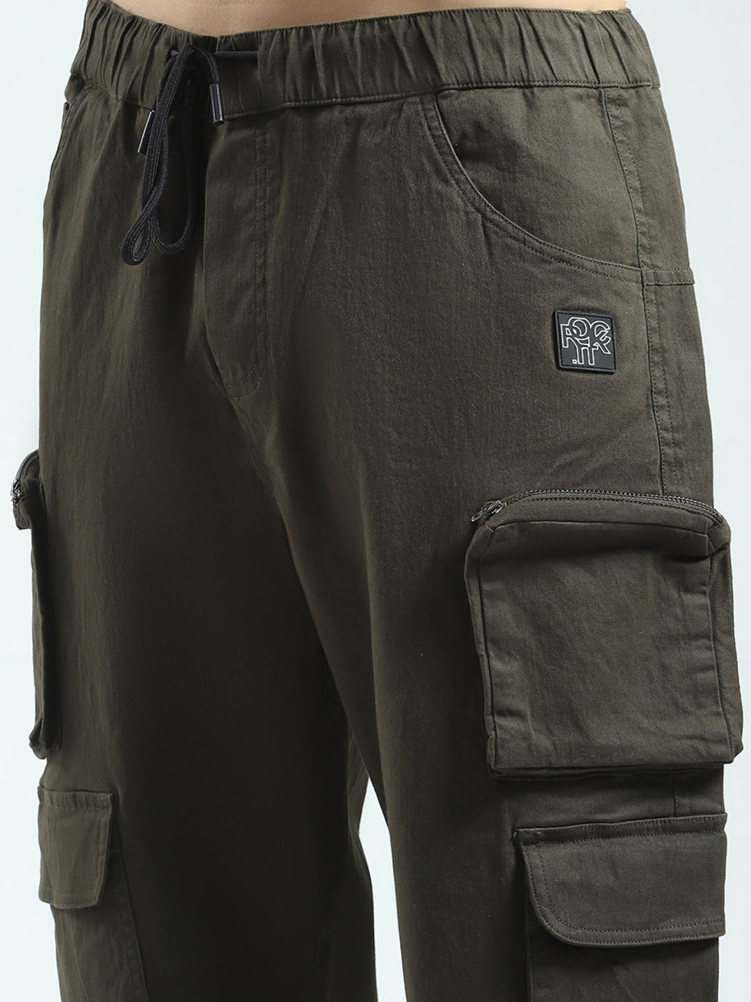 Rock.it Men Olive Solid Straight Fit Cargo