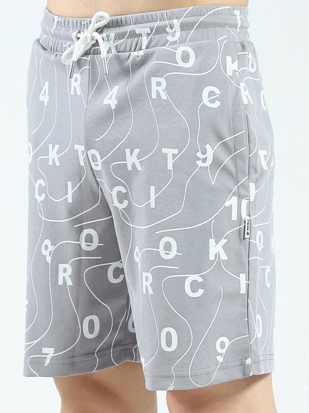 Rock.it Men Grey Printed Round Neck Half Sleeve Shorts Set