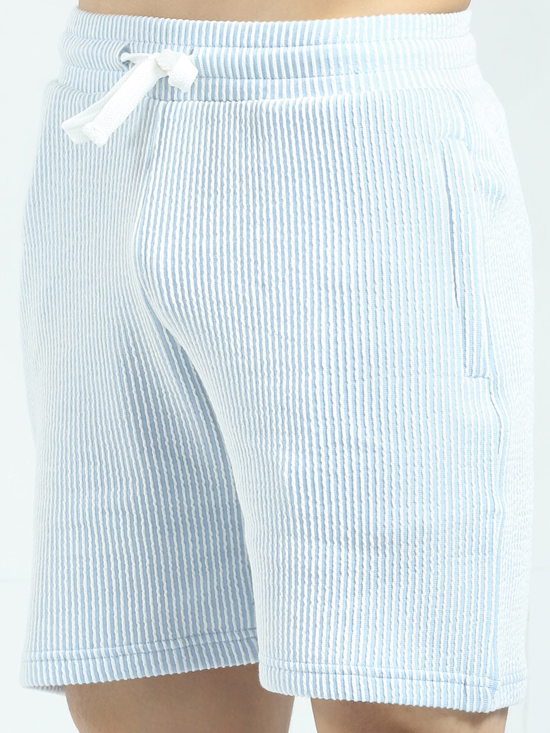 Rock.it Men Blue Stripe Collar Half Sleeve Cords Set