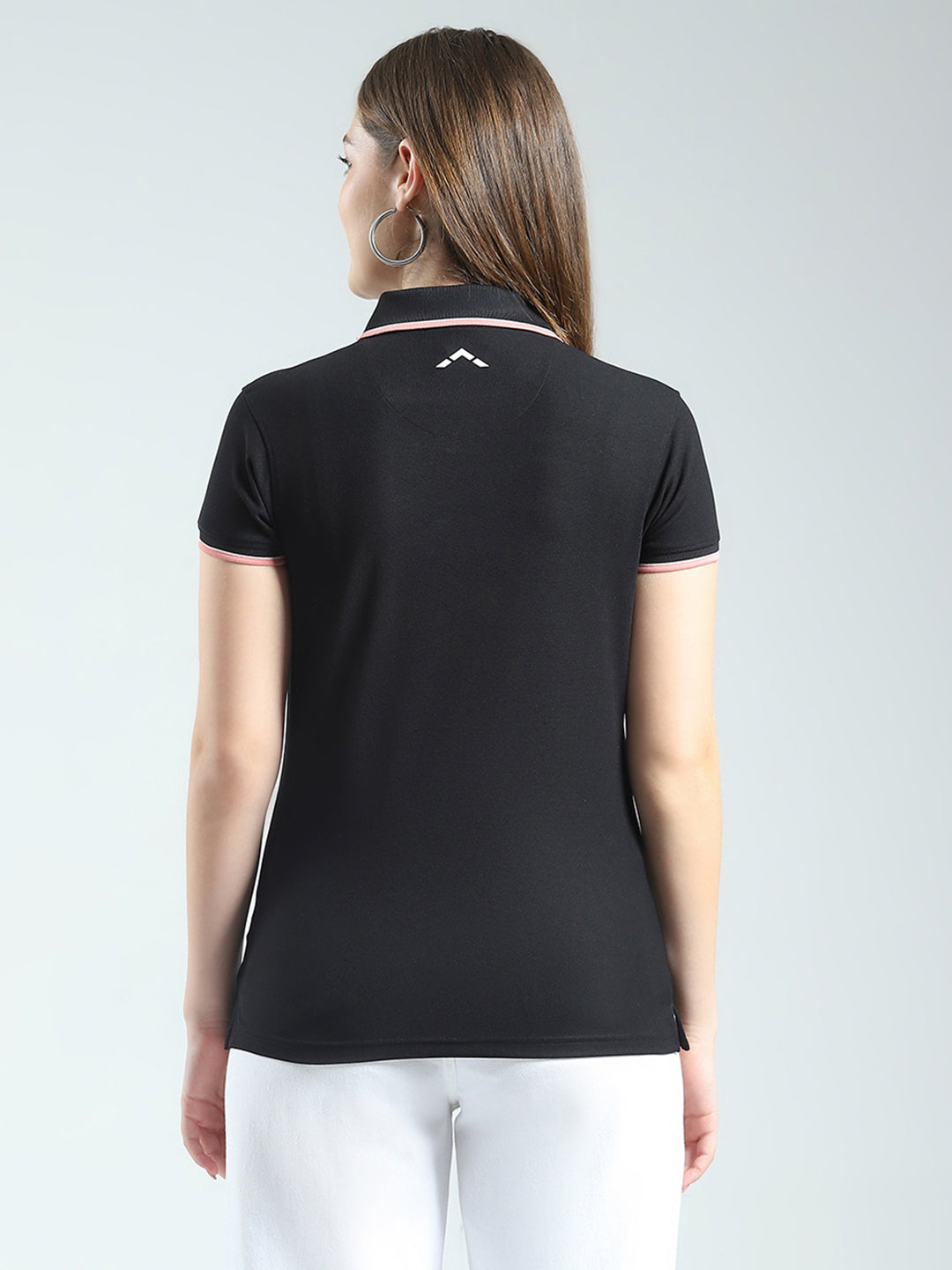 Rock.it Women Black Solid Collar Half Sleeve T-Shirt