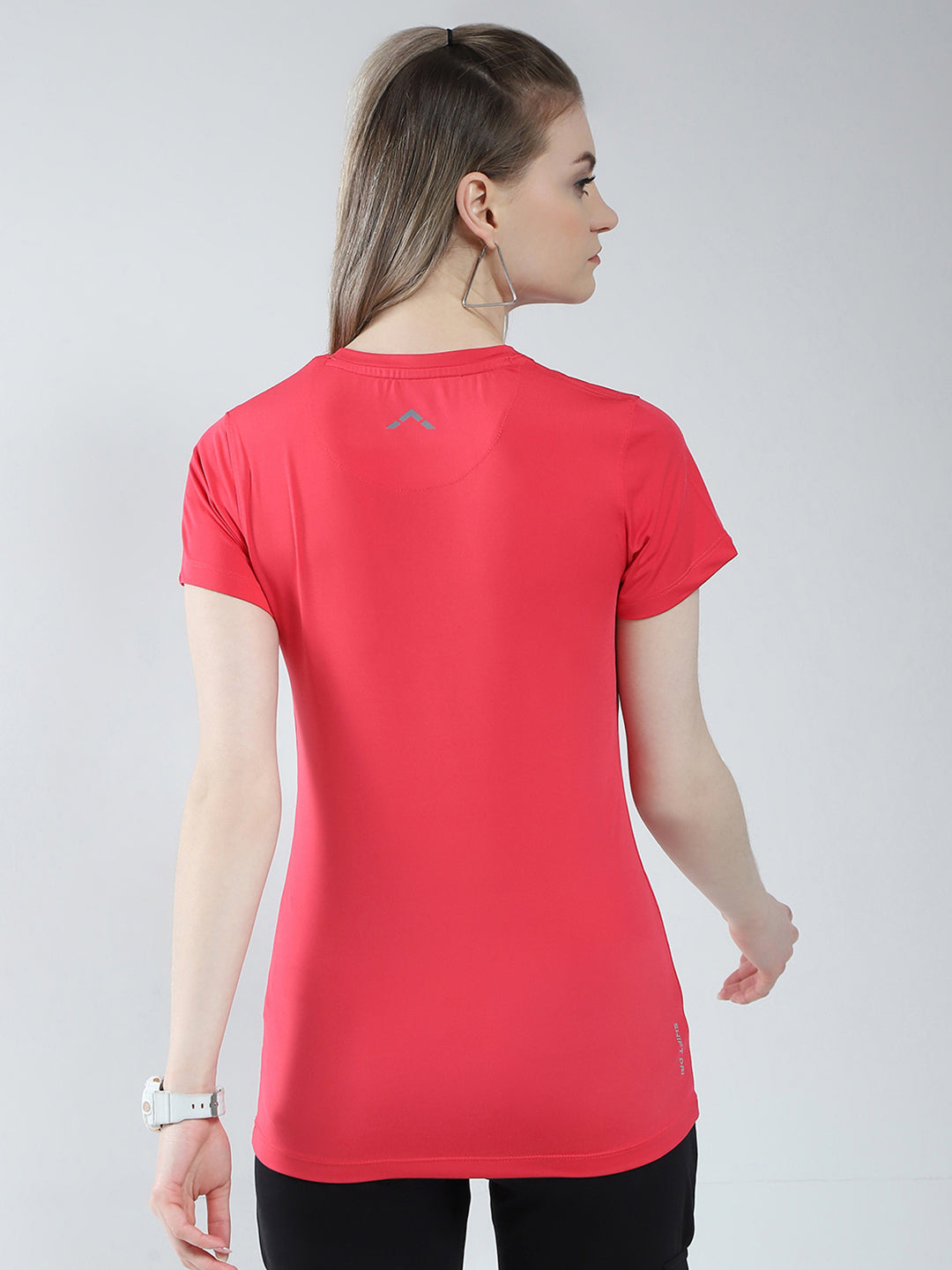 Rock.it Women Pink Solid Round Neck Half Sleeve Top