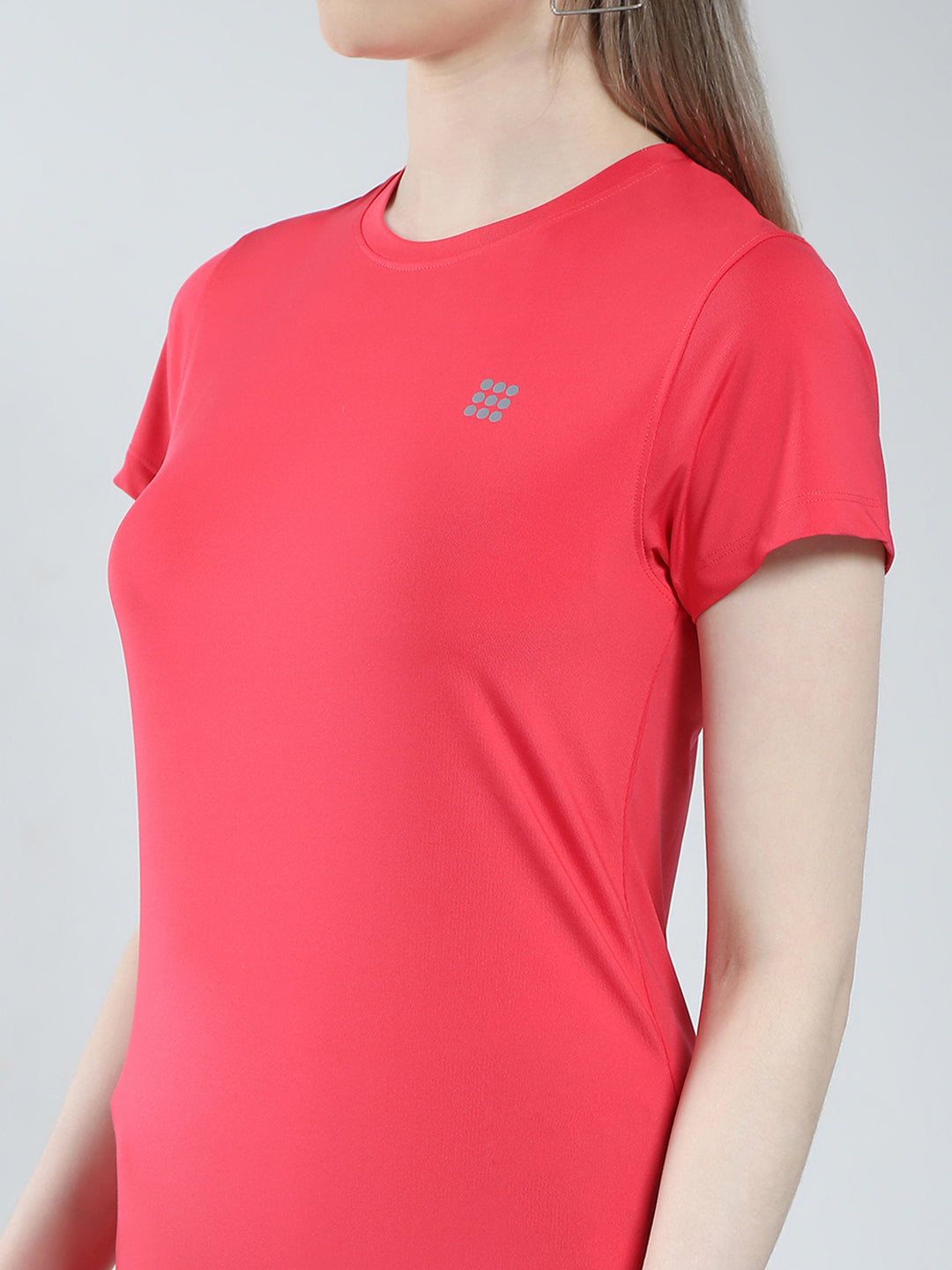 Rock.it Women Pink Solid Round Neck Half Sleeve Top