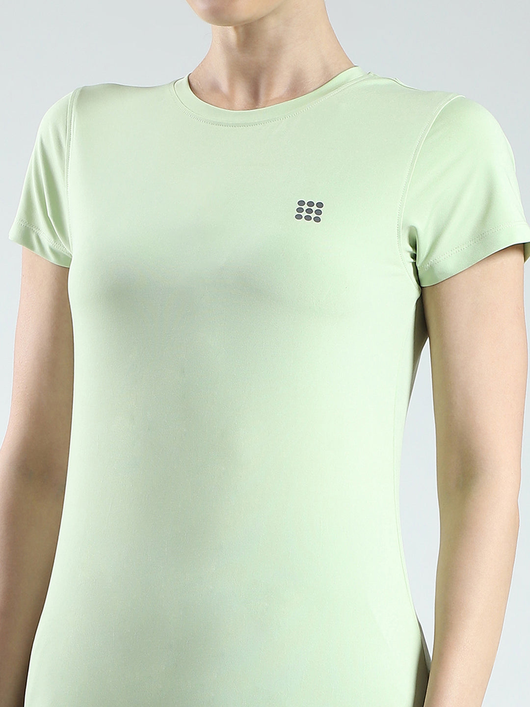 Rock.it Women Green Solid Round Neck Half Sleeve Top