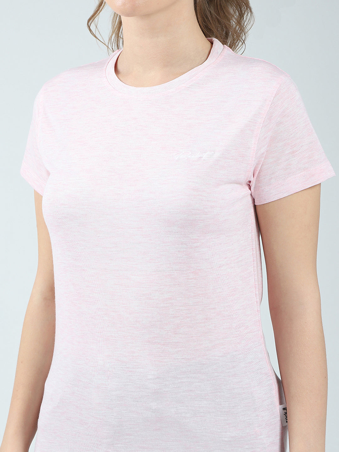 Rock.it Women Pink Solid Round Neck Half Sleeve Top