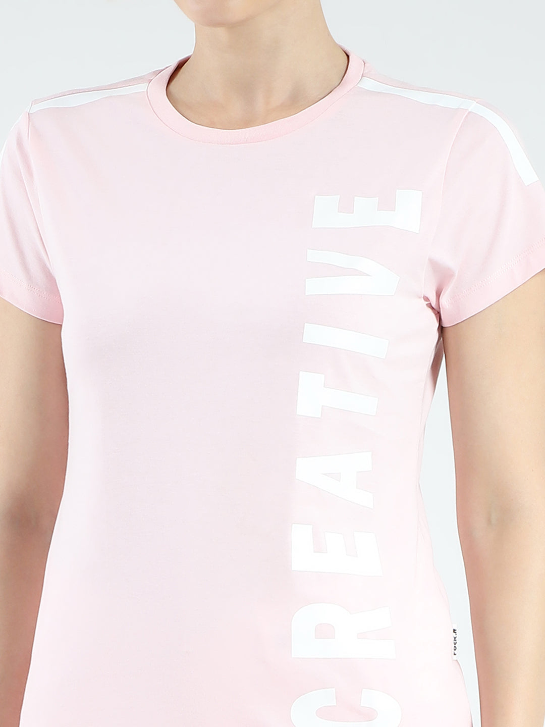 Rock.it Women Pink Printed Round Neck Half Sleeve Top