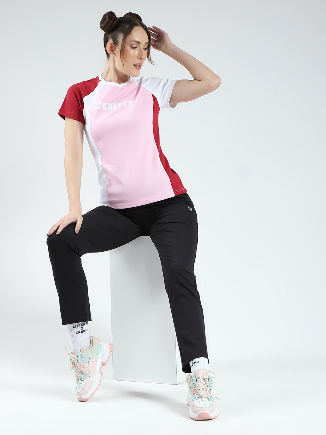 Rock.it Women Pink Printed Round Neck Half Sleeve Top