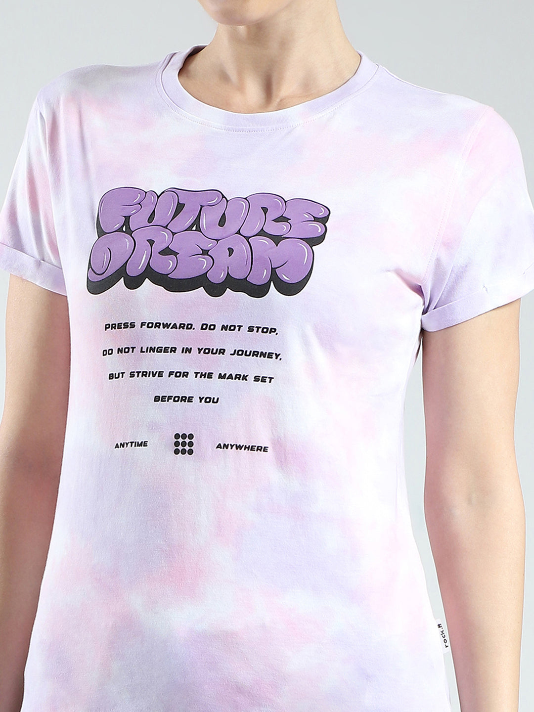 Rock.it Women Pink Printed Round Neck Half Sleeve Top