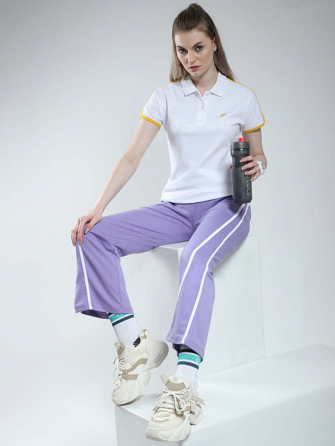 Rock.it Women Purple Solid Regular Fit Lower