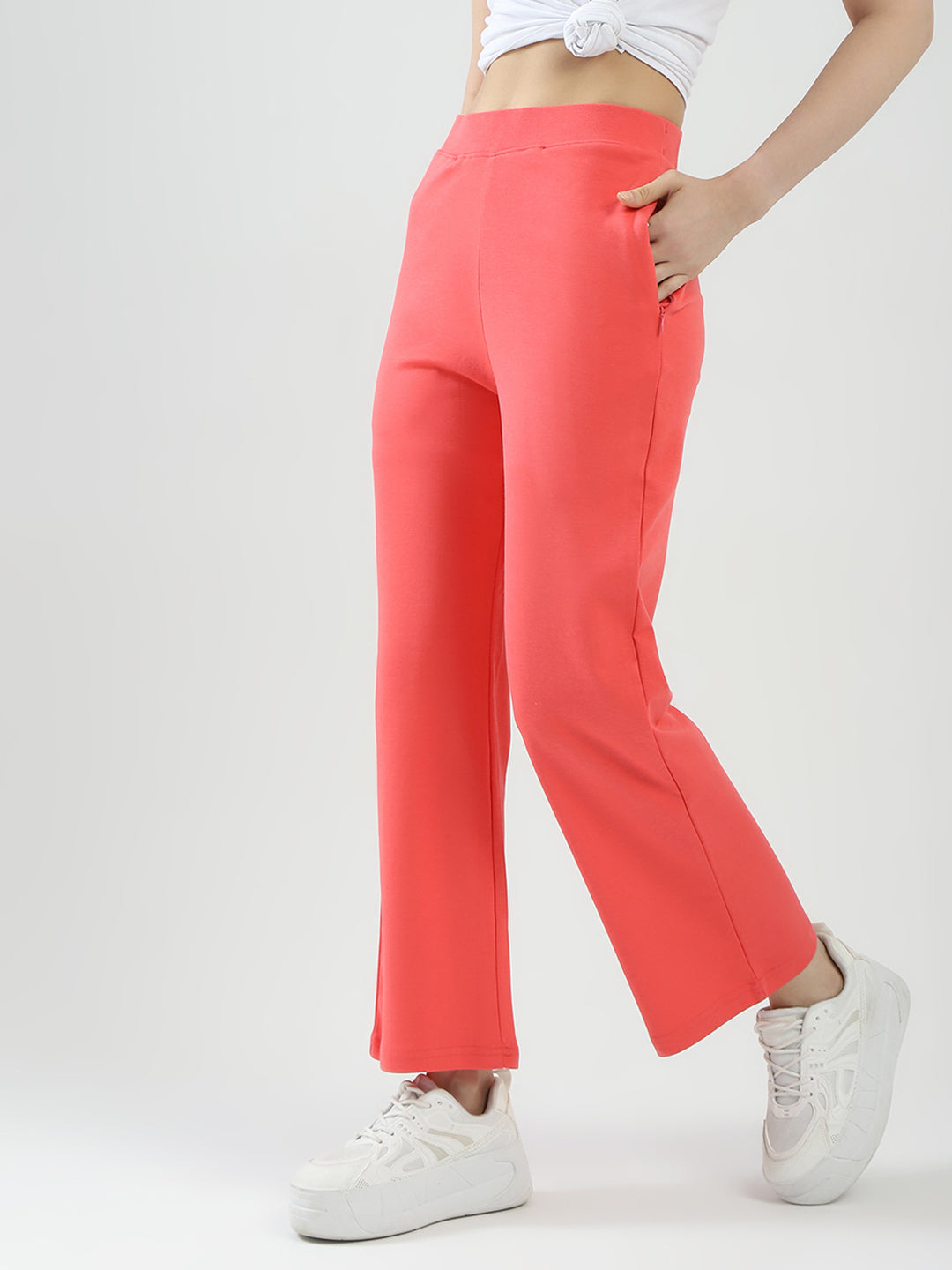 Rock.it Women Coral Solid Regular Fit Lower