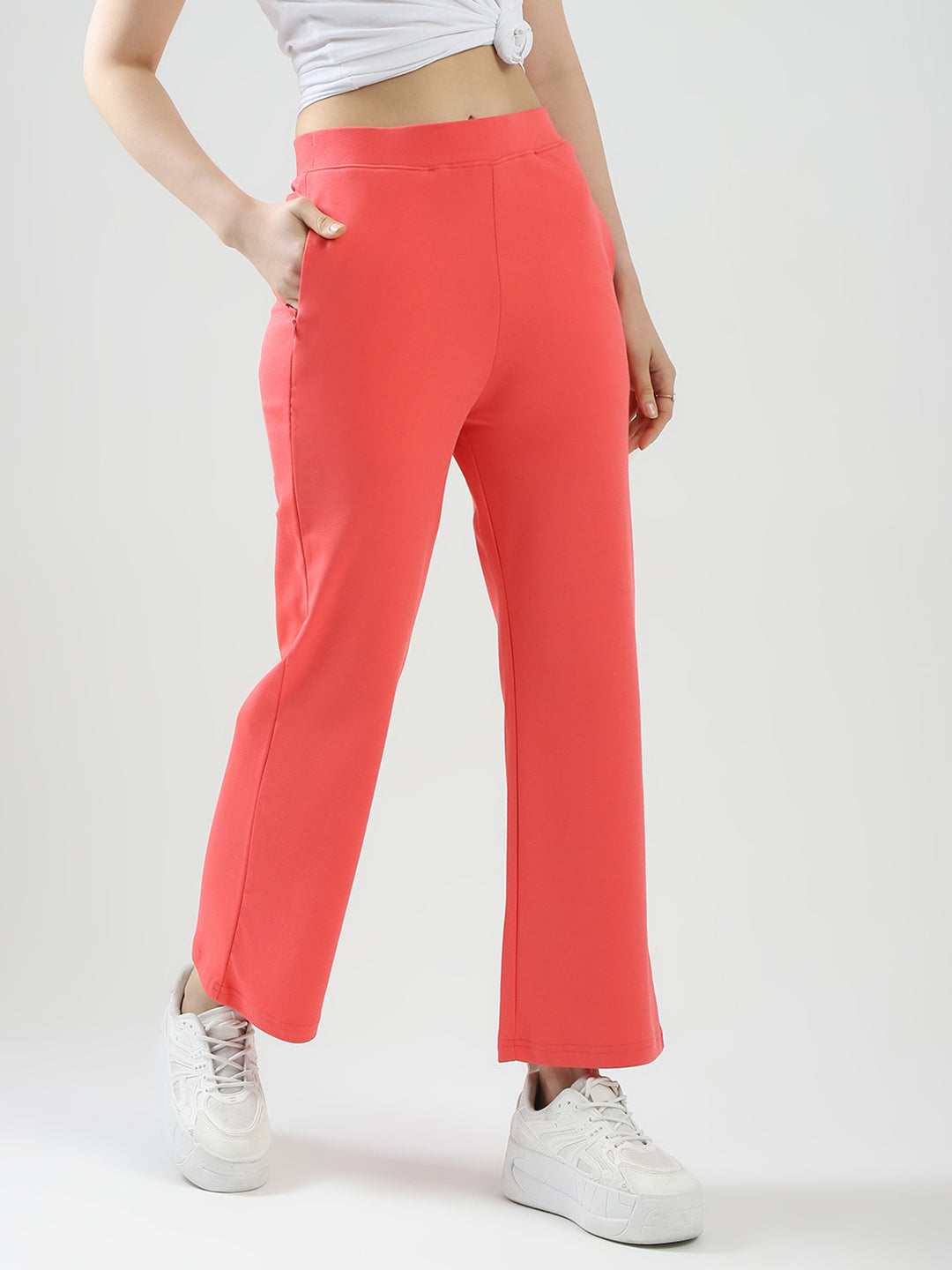 Rock.it Women Coral Solid Regular Fit Lower