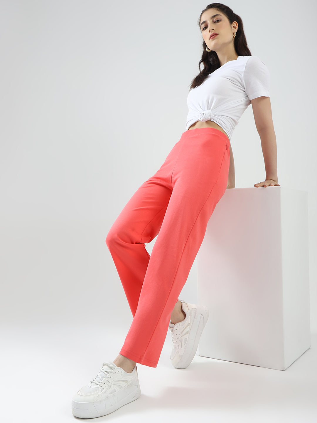 Rock.it Women Coral Solid Regular Fit Lower